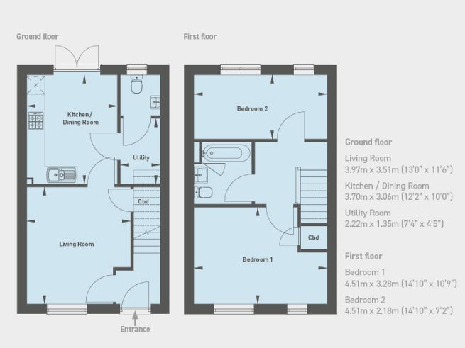 Floor plan 2 bedroom house - artist's  impression subject to change